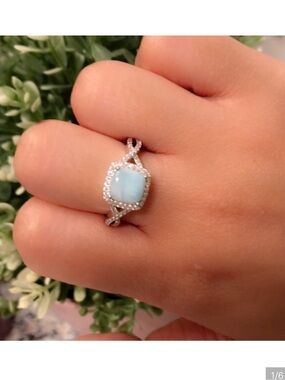 Elegant sterling silver ring with Larimar stone